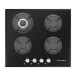 Ecomatic Built-in Gas Hob 4 Burners 60cm Crystal Black Glass S607RC