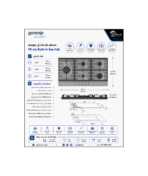 ⁦جورينيا مسطح غاز بلت ان مقاس 90 سم مزود بـ 5 شعلات بتصميم فاخر من الاستانلس ستيل GW951X⁩ - الصورة ⁦3⁩