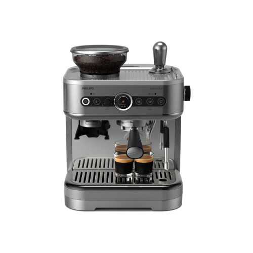 ماكينة تحضير الاسبرسو فيليبس Barista Brew نصف اوتوماتيكية مع عصا بخار، بقوة 1350 وات، 15 بار، فضي - PSA3228/01