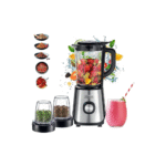 خلاط كهربائي زجاج كينوود مع 2 مطحنة، 1000 وات، 2 لتر، اسود - Blm45.720Ss