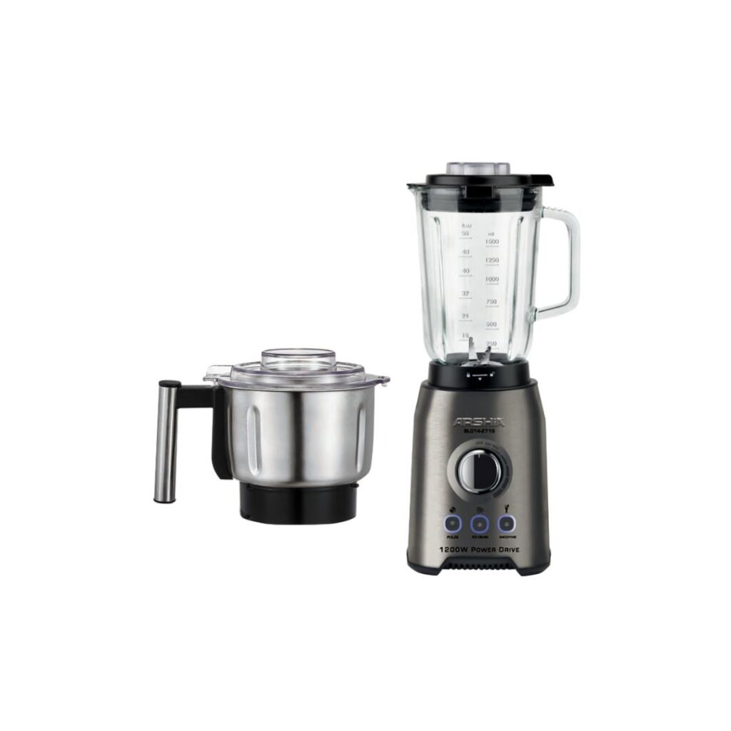 خلاط كهربائى ارشيا 2×1 1.5 لتر مع مطحنة 1200 وات 6 سلاح اللون رمادى BL014-2716
