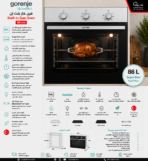 جورينيا فرن غاز بلت ان 90 سم 88 لتر بتصميم أنيق من الاستانلس ستيل BOG92201XK - Image 3