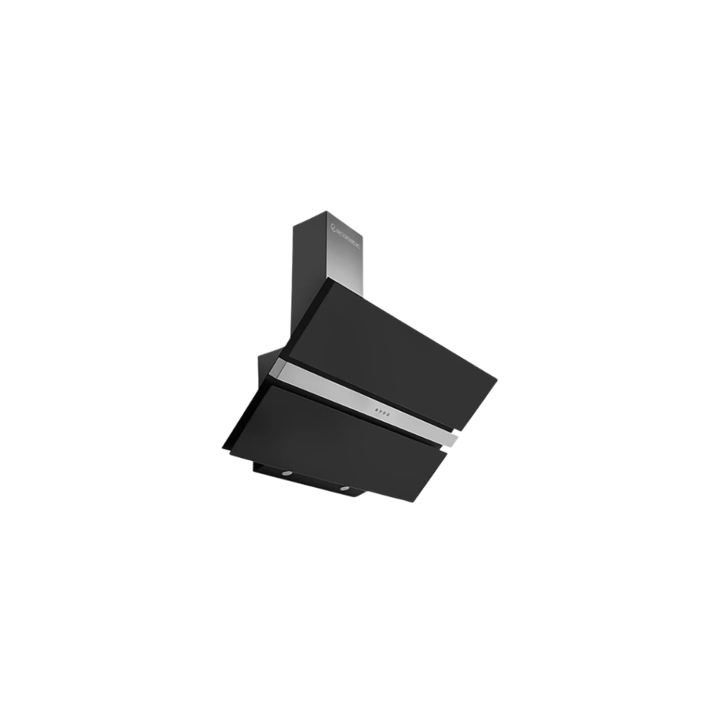 شفاط إيكوماتيك 90 سم ديكوري | تصميم مائل كريستال أسود مع زر Soft Touch - H96DALB