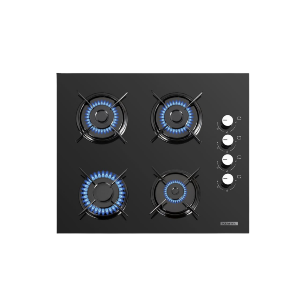 كومتيل مسطح غاز بلت ان 60 سم 4 شعلة زجاج اسود C6-40BF