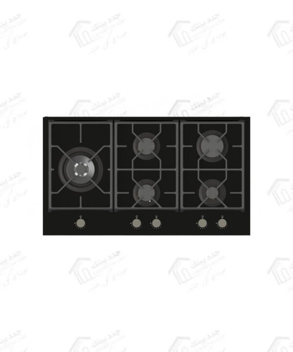 كيتشن لاين مسطح غاز بلت إن Kitchen Line مقاس 90 سم مزود بـ 5 شعلات بتصميم فاخر من الزجاج السيراميك الأسود ZP.PRE5020