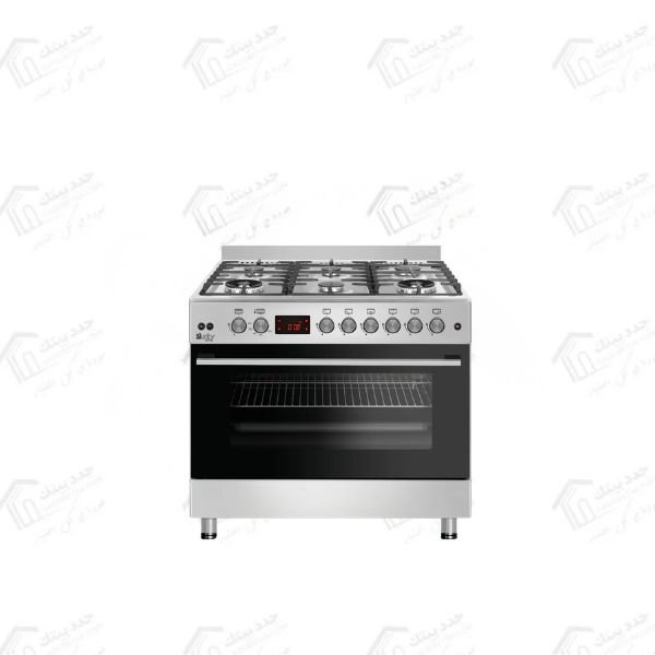 بيورتي بوتاجاز غاز فري ستاند مقاس 90 × 60 سم مزود بـ 6 شعلات بتصميم فاخر باللون الفضي (Inox Silver) FRGG9060-X