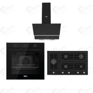 طقم بلت إن تيفا شفاط ديكورى 90 سم قوة الشفط 850 م3/س ديجيتال اسود CTW 21-BLACK تيفا مسطح بلت ان 5 شعلة 90 سم اسود SL145 تيفا فرن غاز بلت ان 60 سم 82 لتر اسود QGSTL 75MT CS