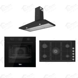 طقم بلت إن تيفا شفاط هرمي 90 سم قوة الشفط 850 م3/س اسود D004-90-850-BLACK تيفا مسطح غاز بلت ان 90 سم 5 شعلة أسود BL225 تيفا فرن غاز بلت ان 60 سم 82 لتر اسود QGSTL 75MT CS