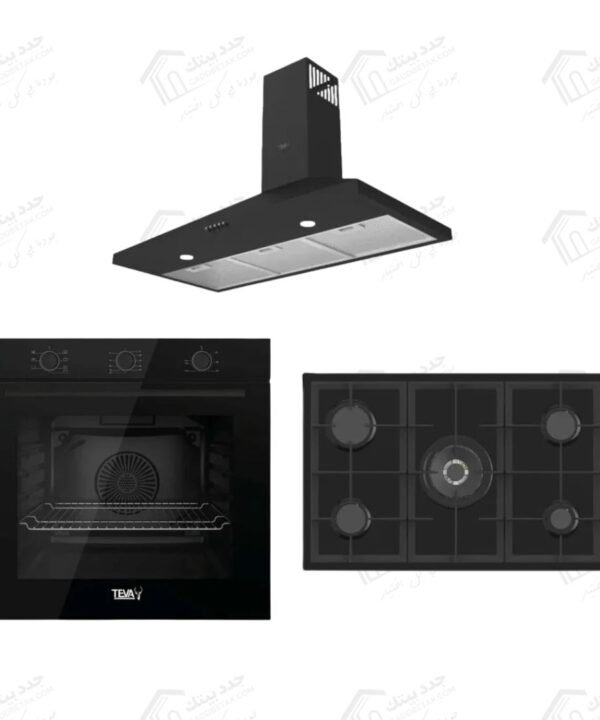 طقم بلت إن تيفا شفاط هرمي 90 سم قوة الشفط 850 م3/س اسود D004-90-850-BLACK تيفا مسطح غاز بلت ان 90 سم 5 شعلة أسود BL225 تيفا فرن غاز بلت ان 60 سم 82 لتر اسود QGSTL 75MT CS