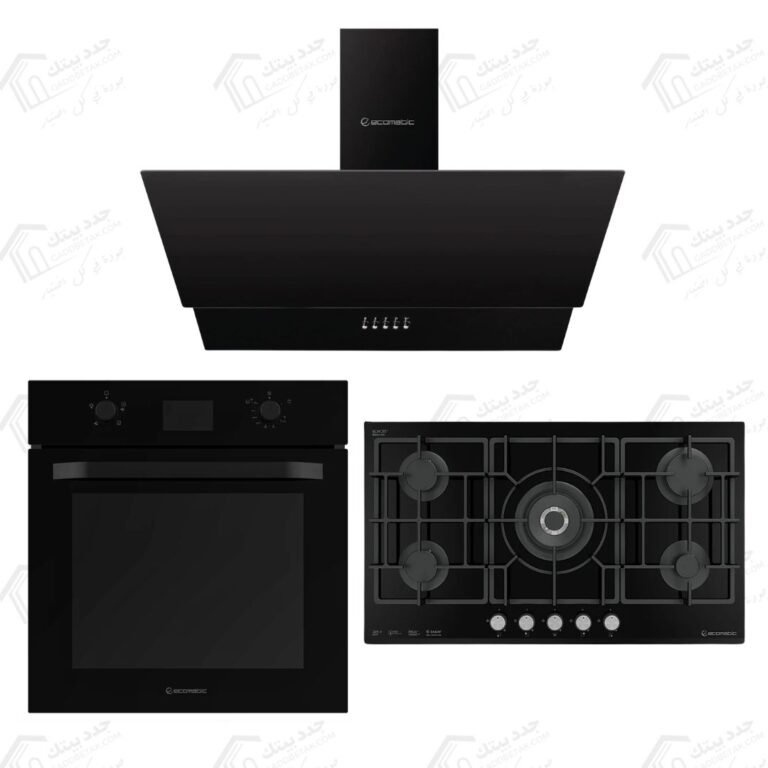 طقم بلت إن ايكوماتيك شفاط ديكوري 90 سم قوة شفط 750 م³/س 3 سرعات H9307MRB ايكوماتك مسطح غاز بلت إن 92 سم كريستال أسود 5 شعلات S997XLC ايكوماتك فرن غاز بلت ان 67 لتر 60 سم كريستال أسود ديجيتال G6504GTDX