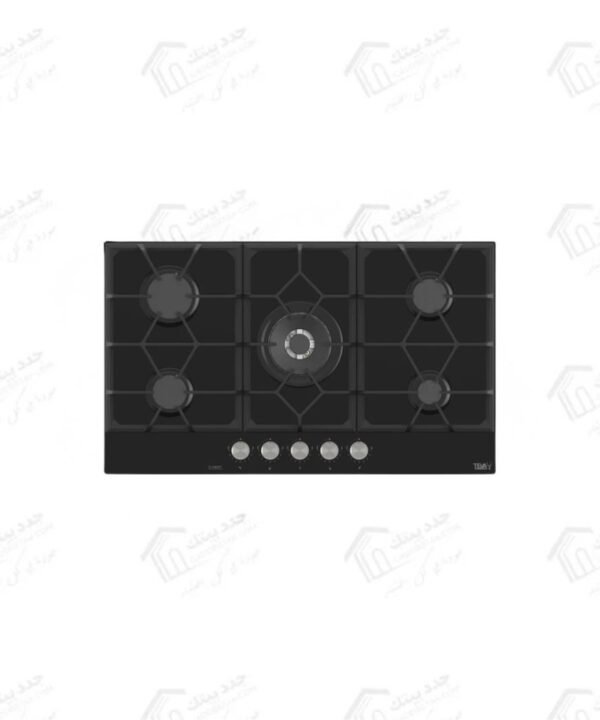 تيفا مسطح غاز بلت إن تيفا مقاس 90 سم بتصميم مزود بـ 5 شعلات (German Black Glass) فاخر من الزجاج الألماني الأسود المقوى RT042
