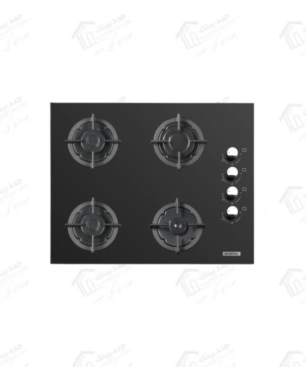 كومتيل مسطح غاز بلت إن مقاس 60 سم 4 شعلة بتصميم فاخر من Magic Black Glass الزجاج الأسود الحراري C6-40BTF Magic Glass
