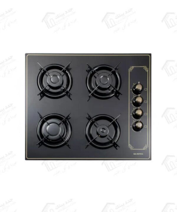 كومتيل مسطح غاز بلت إن Rustiq مقاس 60 سم 4 شعلة بتصميم فاخر من الزجاج الأسود C6-40BTF-BL-Rustiq