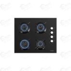 كومتيل مسطح غاز بلت إن مقاس 60 سم 4 شعلة Tempered Black Glass بتصميم فاخر من الزجاج الأسود المقوى C6-40BF-BL-Glass