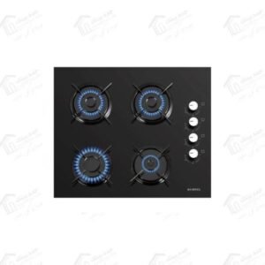 كومتيل مسطح غاز بلت إن مقاس 60 سم 4 شعلة Tempered Black Glass بتصميم فاخر من الزجاج الأسود المقوى C6-40BF-BL-Glass
