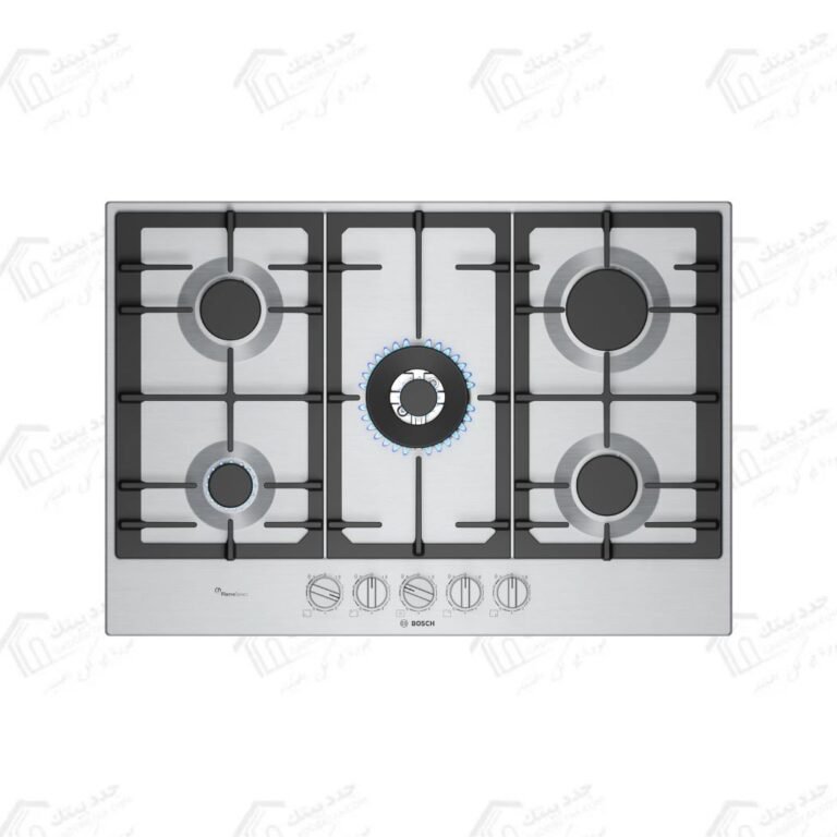 بوش مسطح غاز بلت إن PCQ7A5I90 مقاس 75 سم 5 شعلات مع FlameSelect من سلسلة Series 6 بتصميم بلت إن أنيق بعرض 75 سم وسطح من الستانلس ستيل